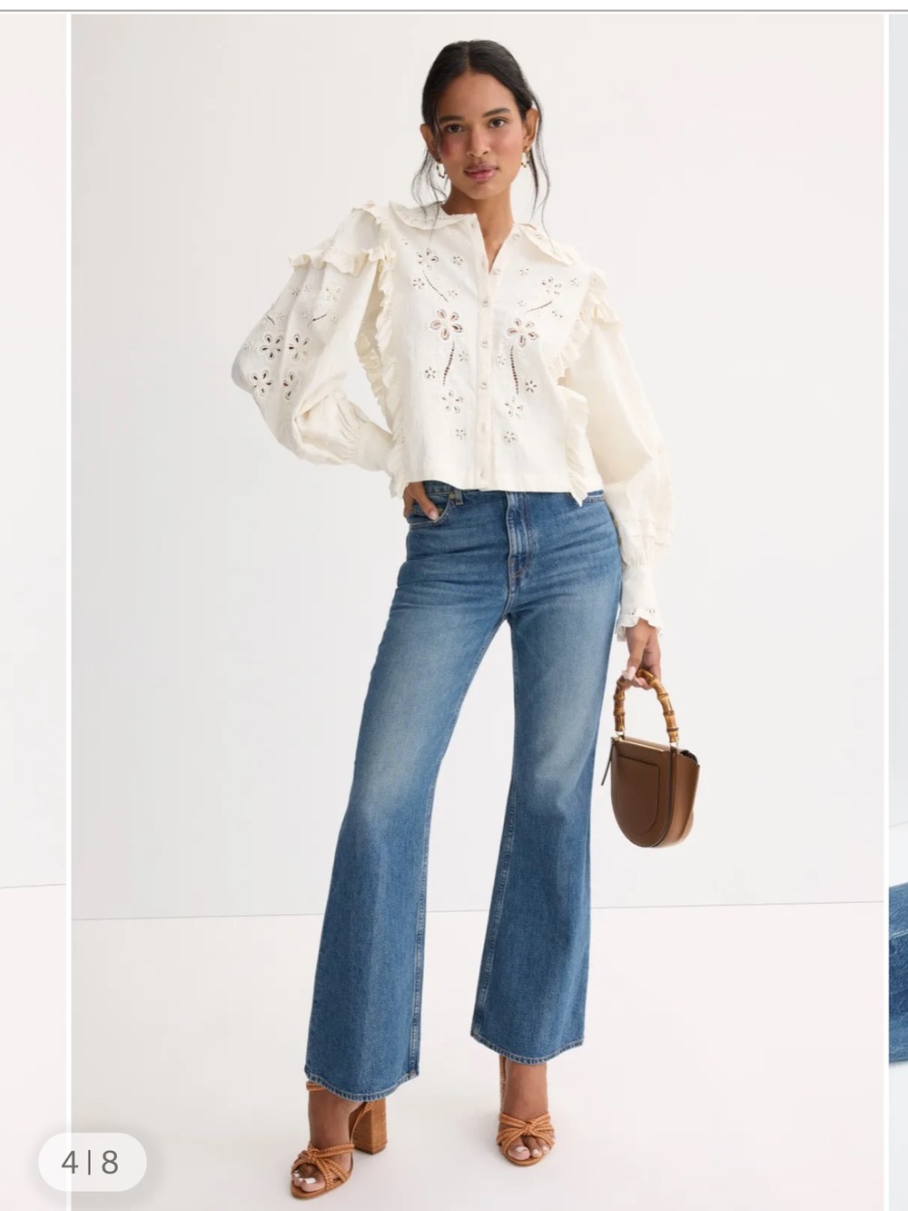 Ulla Johnson Martine High-Rise Flare Jeans medium wash 28 boho romantic